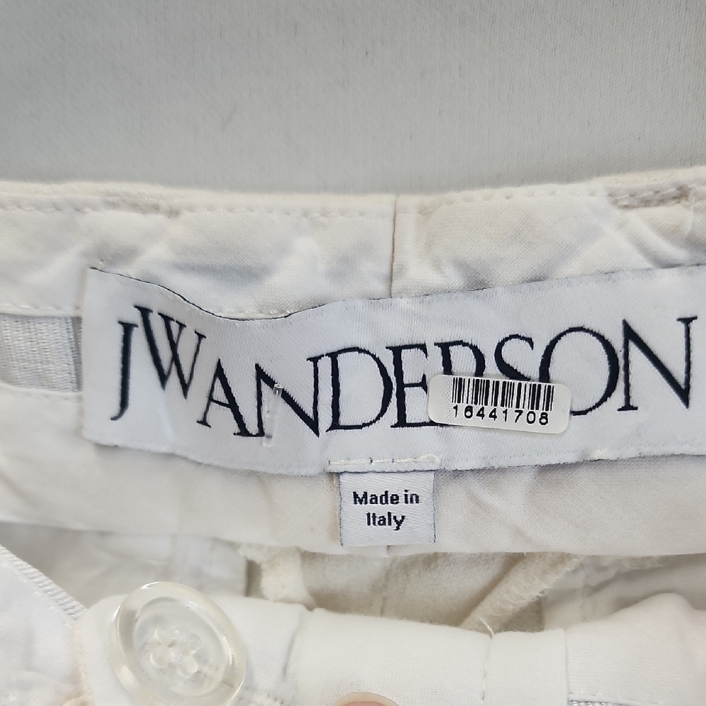 (0434) Cream Wide-Leg Pants with Blue Stripe On Side Panel - Picture 2 of 11